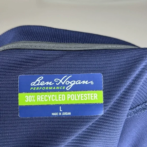 Ben Hogan Performance Polo Shirt Men L Blue Golf Polyester Stretch - Picture 5 of 9